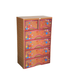 RFL POLYPROPYLENE ROYAL WARDROBE DOUBLE 5D KD ELEGANT - TEAK WOOD