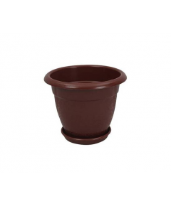 TEL POLYPROPYLENE MODERN FLOWER TUB WITH TRAY 8" - ROSE WOOD