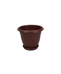 TEL PLASTIC FLOWER TUB WITH TRAY 11" - ROSE WOOD