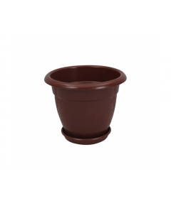 TEL PLASTIC FLOWER TUB WITH TRAY 14" - ROSE WOOD