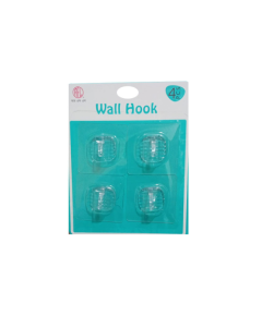 RFL 4 PCS SQUARE WALL HOOK SET - TRANSPARENT