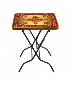 RFL PLASTIC STEEL LEG CROWN PRINTED ROYAL COFFEE TABLE - SANDAL WOOD