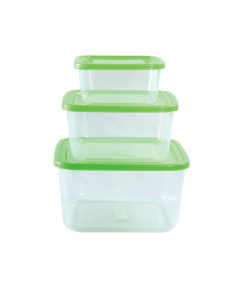 RFL PLASTIC 3 PCS FRESH SQUARE CONTAINER SET - TRANSPARENT