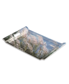 ITALIANO MELAMINE KASH FLOWER RECTANGULAR HANDLE TRAY 18" - MULTICOLOR