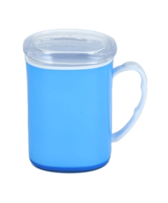 RFL ROYAL MUG WITH LID 400 ML - WHITE & TRANSPARENT BLUE