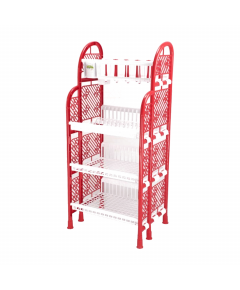 TEL 4 STEP QUEEN KITCHEN RACK - WHITE & RED