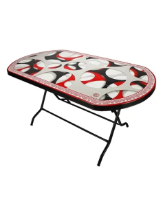 RFL TUNE PRINTED SEMI OVAL DINING TABLE - BLACK