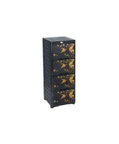 RFL 4D KD ELEGANT SINGLE WARDROBE - BLACK & GOLDEN